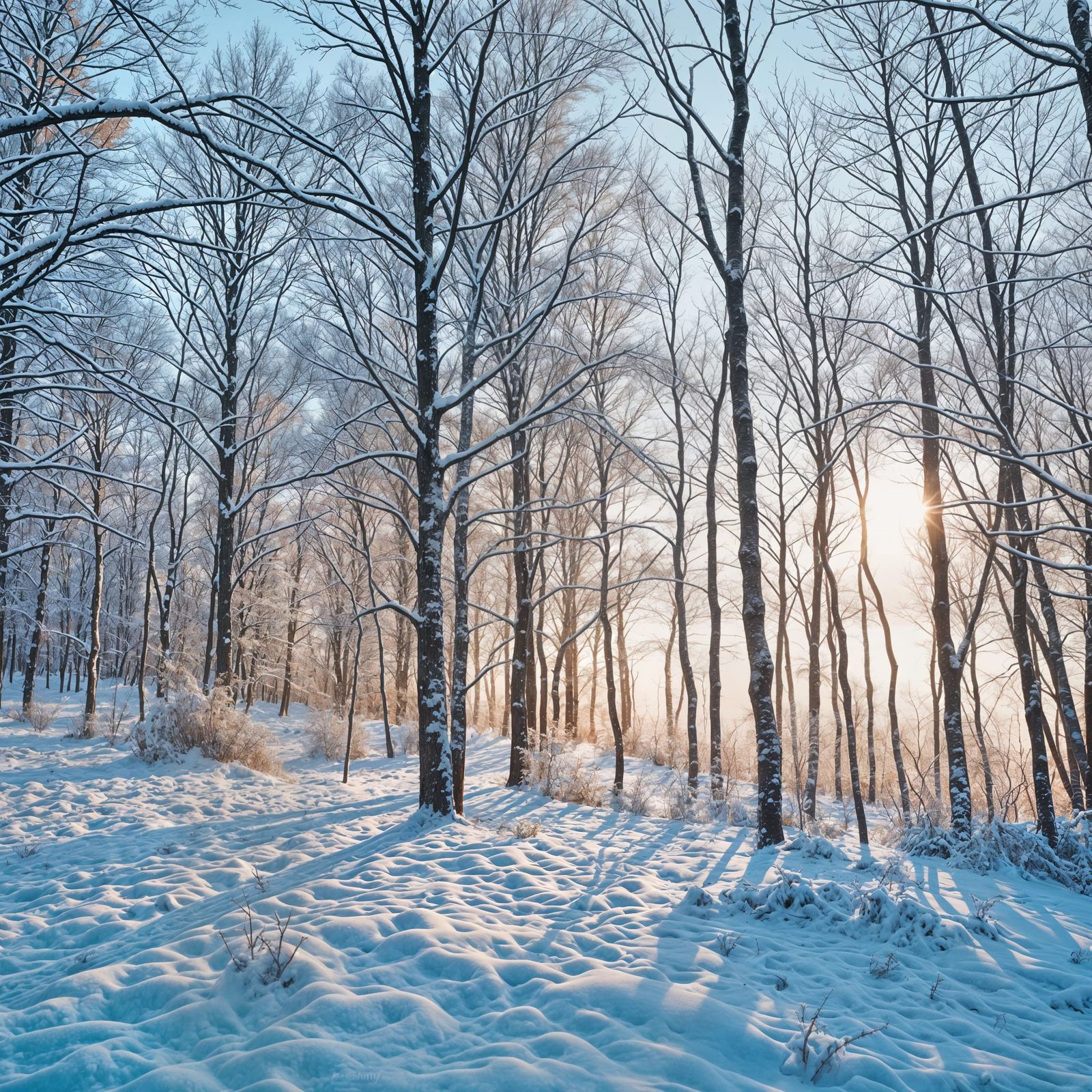 Serene Winter Landscape in Soft Diffused Light