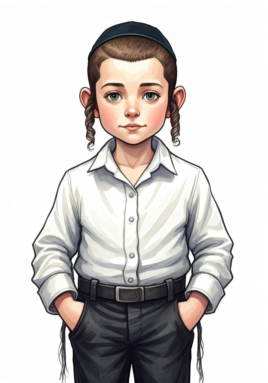 Whimsical Watercolor of Orthodox Boy Giving Charity