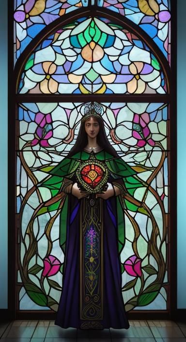 Immaculate Heart of Mary Stained Glass Panel