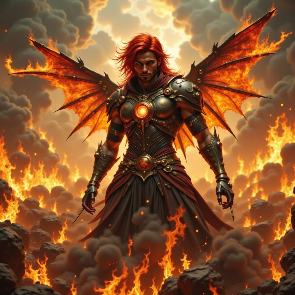 Armored Chaos Pixie on Fiery Battlefield