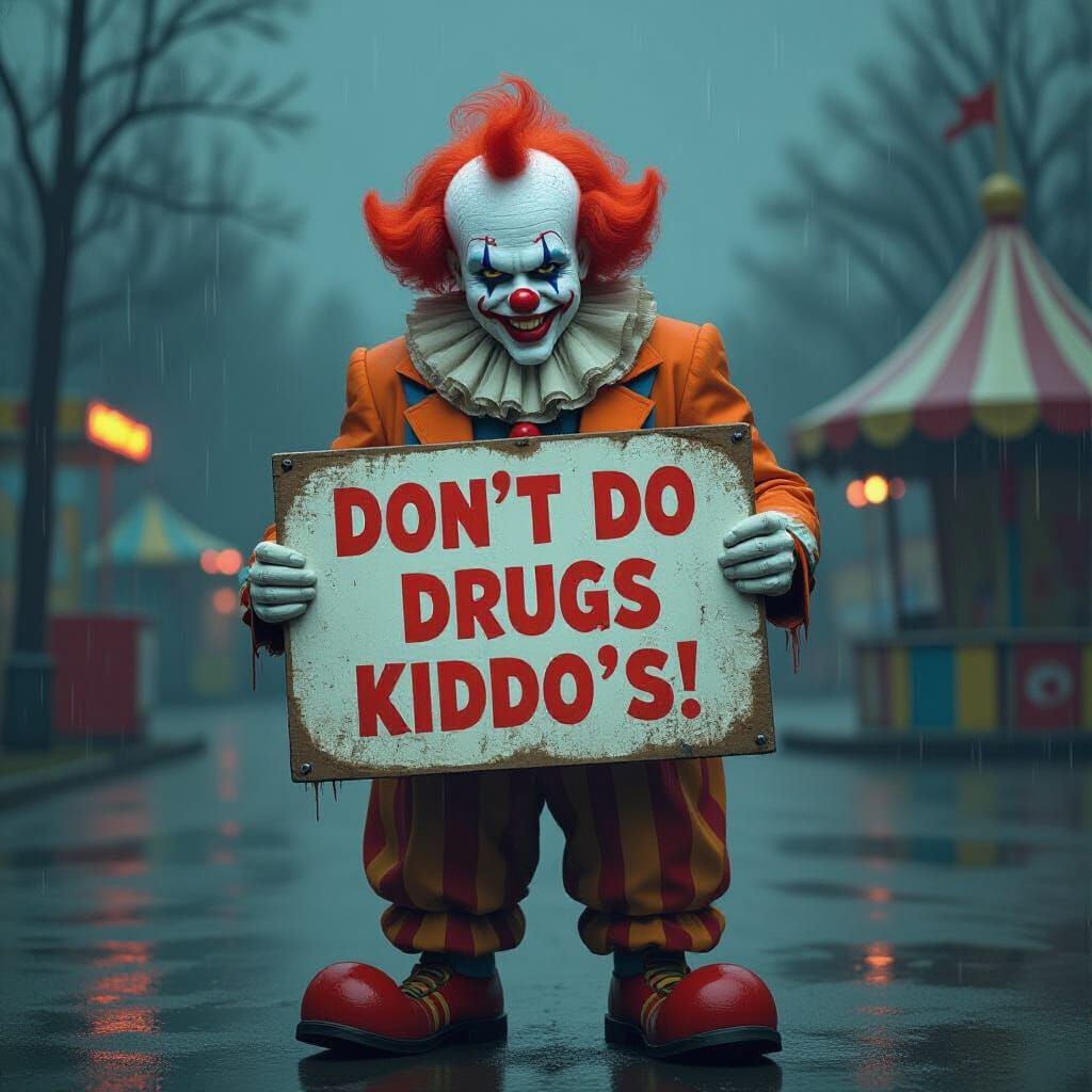 Gritty Carnival Clown Anti-Drug Message