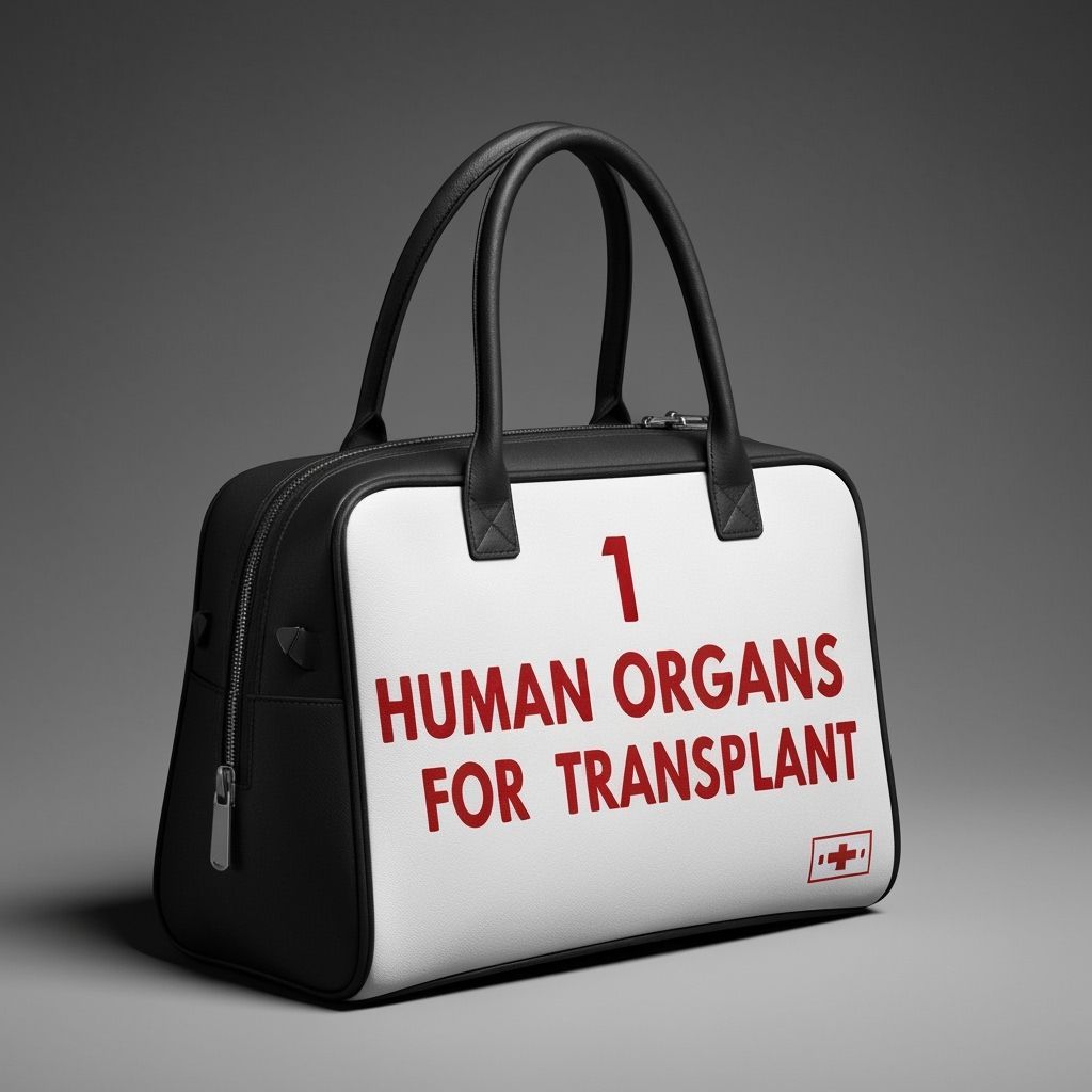 Matte Painting of Black Cabin Bag with Red Transplant Inscri...