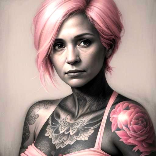 Pink Tattoo Art for Breast Cancer Awareness