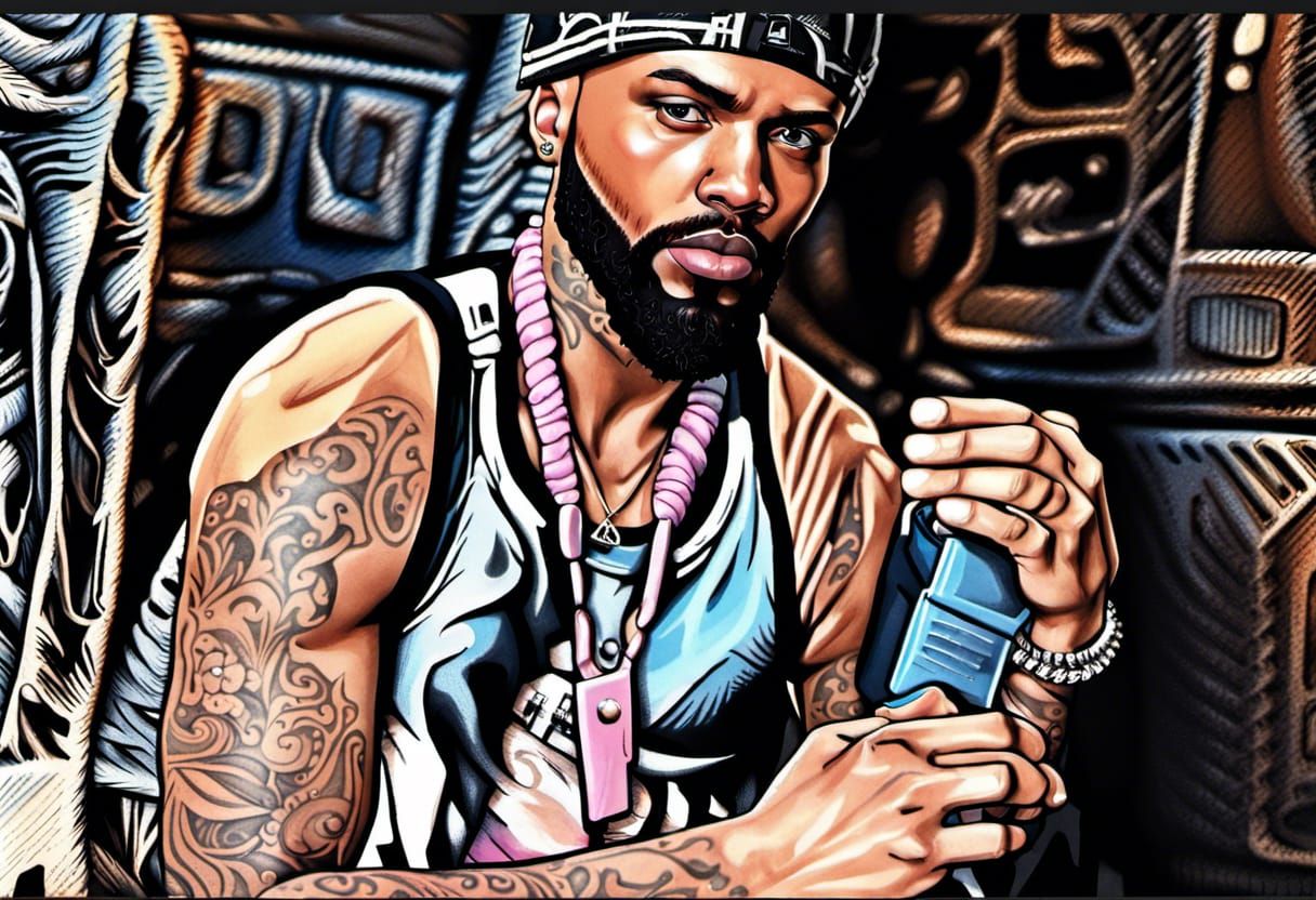 Hyper-Masculine Rapper Portrait in 3D