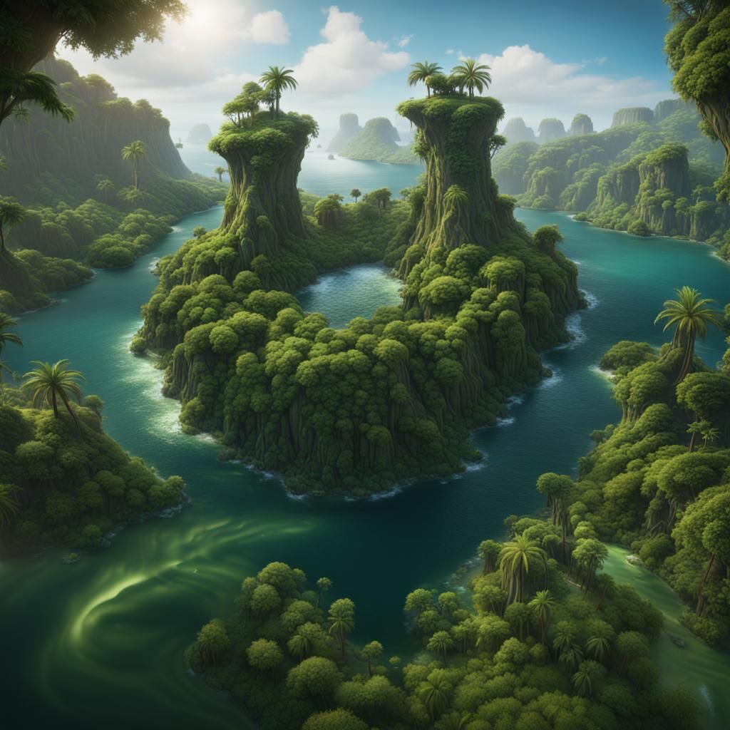 Lush Tropical Island Eagle Eye View