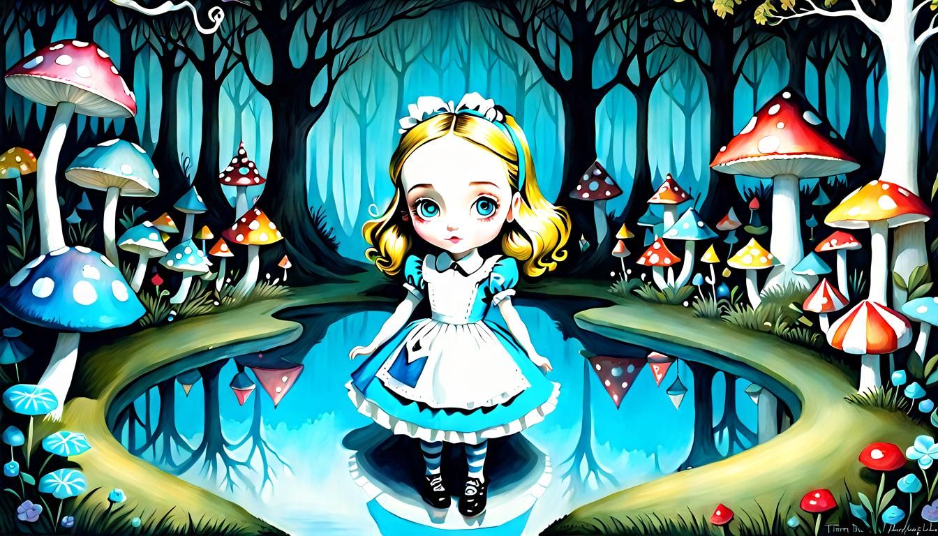 Alice in Wonderland Whimsical Storybook Illustration