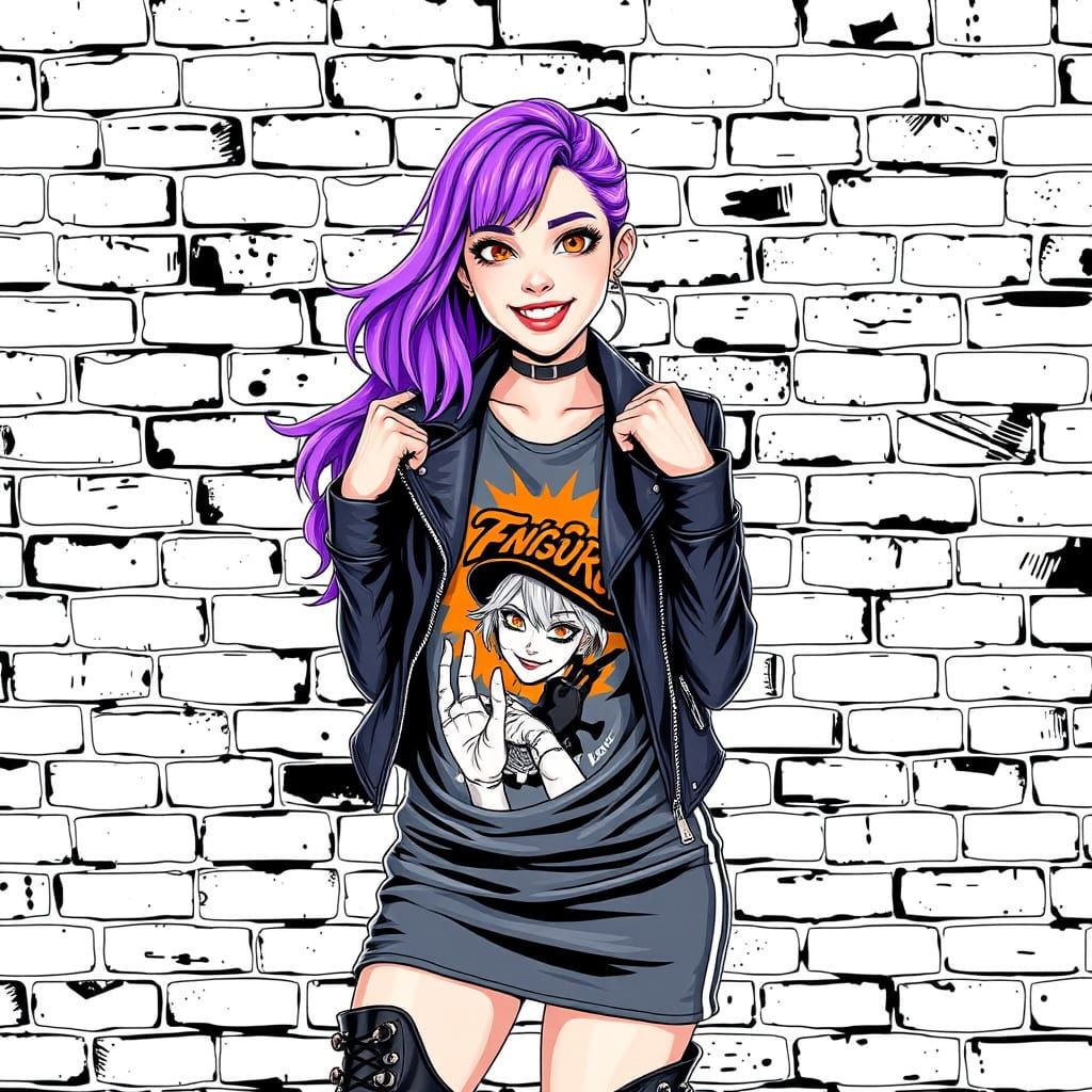 Confident Urban Goddess in Pastel Purple Hair