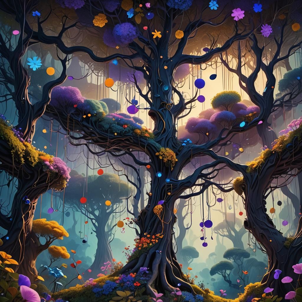 Floating Forest Canopy in Surreal Digital Painting