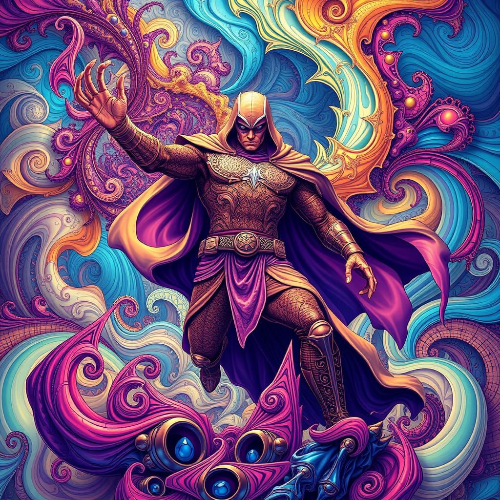 Heroic Figure in Abstract Fractal Vector Art