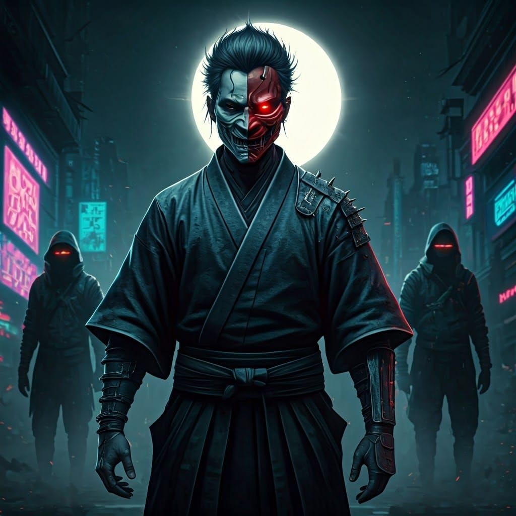 Ronin of the Eclipse: Katana Ready in Indigo Twilight