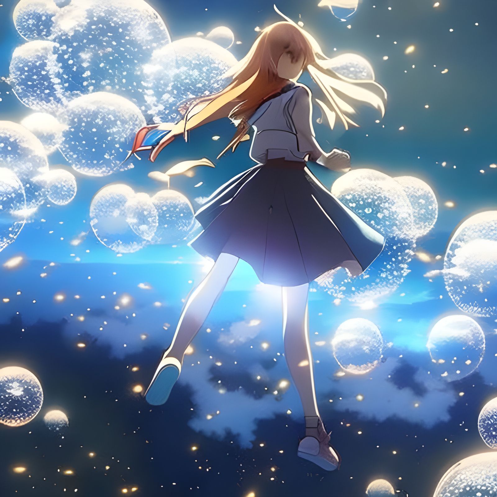 Running through bubbles.