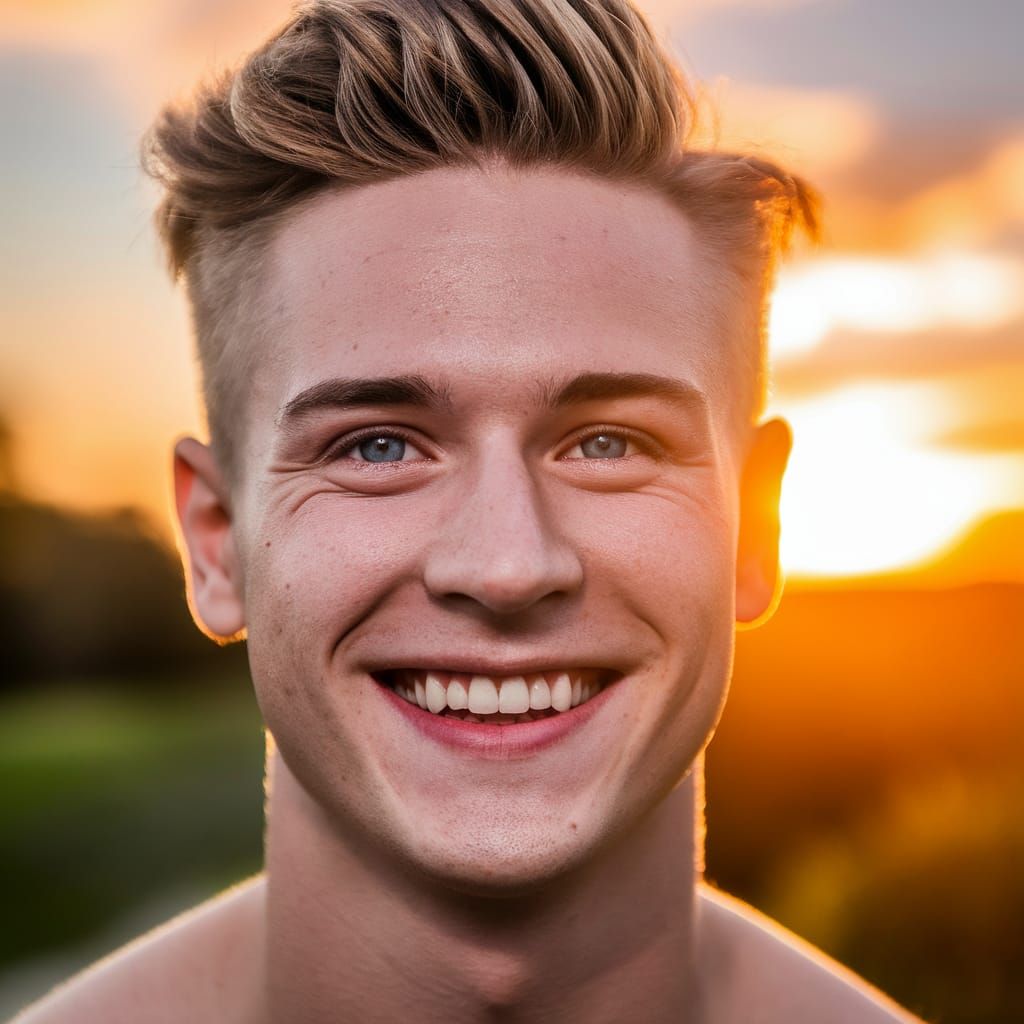 Young Man Basks in Warmth of Setting Sun