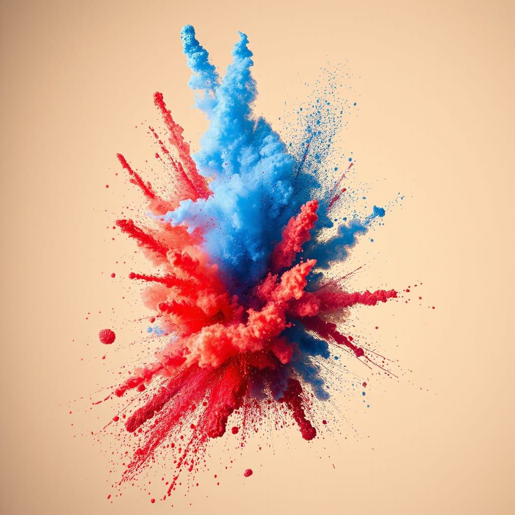 Vibrant Powder Explosion in Mid-Air