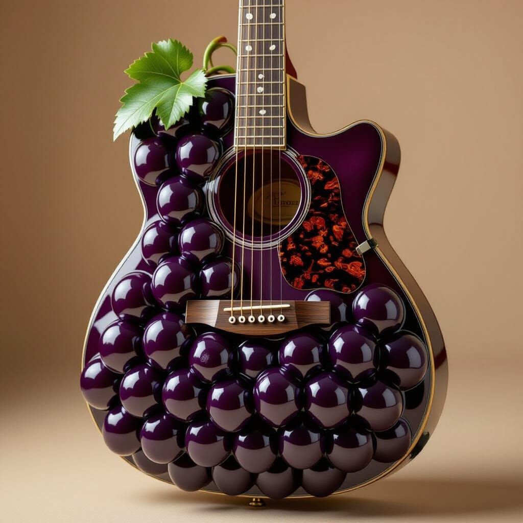 Surreal Grape-Shaped Guitar, Photorealistic