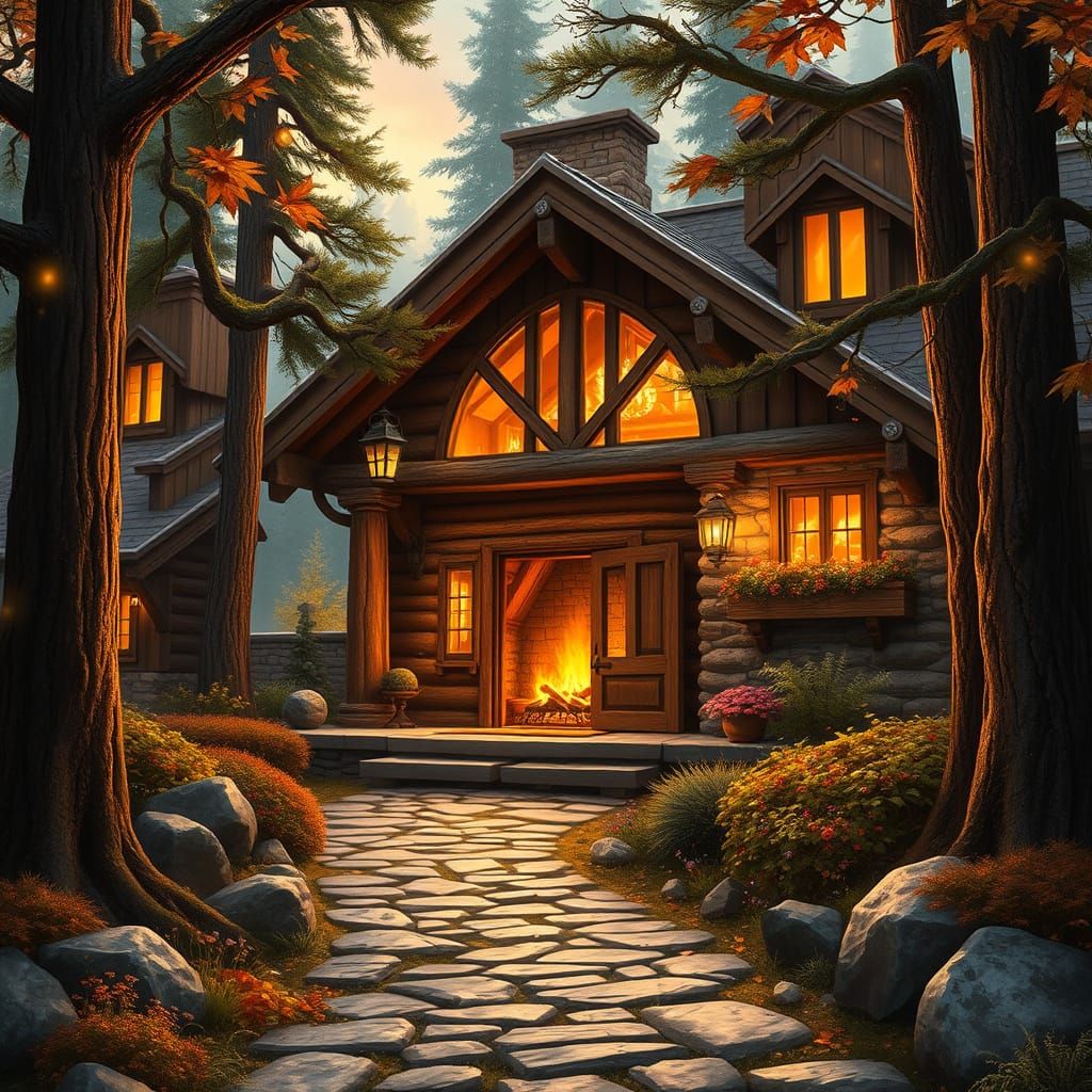 Warm Mountain Lodge Amidst Ancient Pine Forest