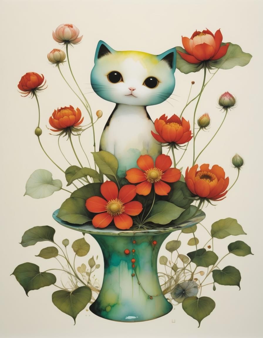 Magical Alcohol Ink Arabesque in Triadic Colors