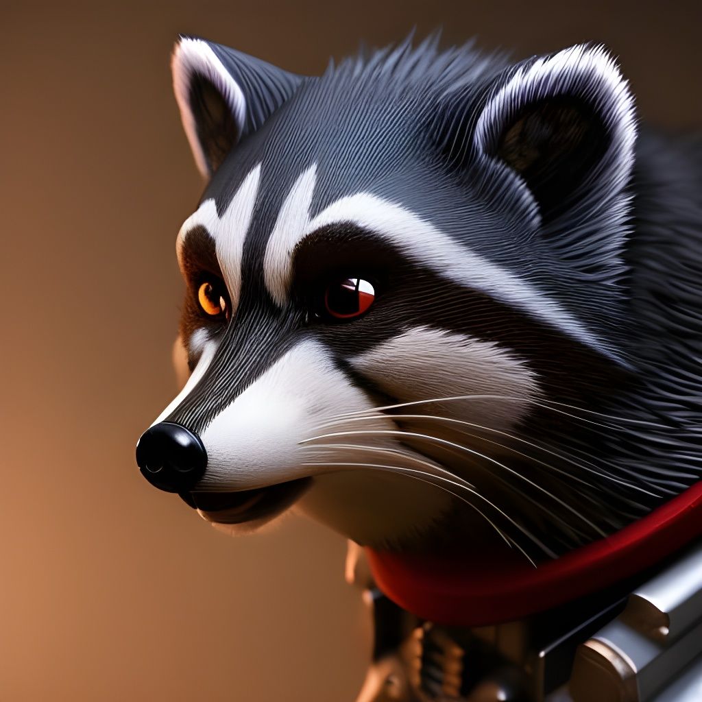 Steampunk Raccoon Robot Portrait in Detailed Armor