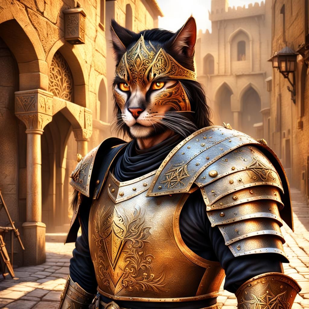 Arab Town Guard in Oil Painted Portrait