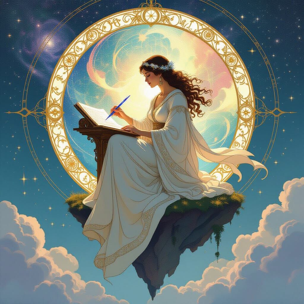 Celestial Cartographer Charts Nebulas in Art Nouveau Style