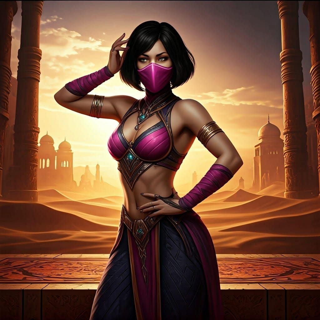 Mileena belly dancing at her desert palace