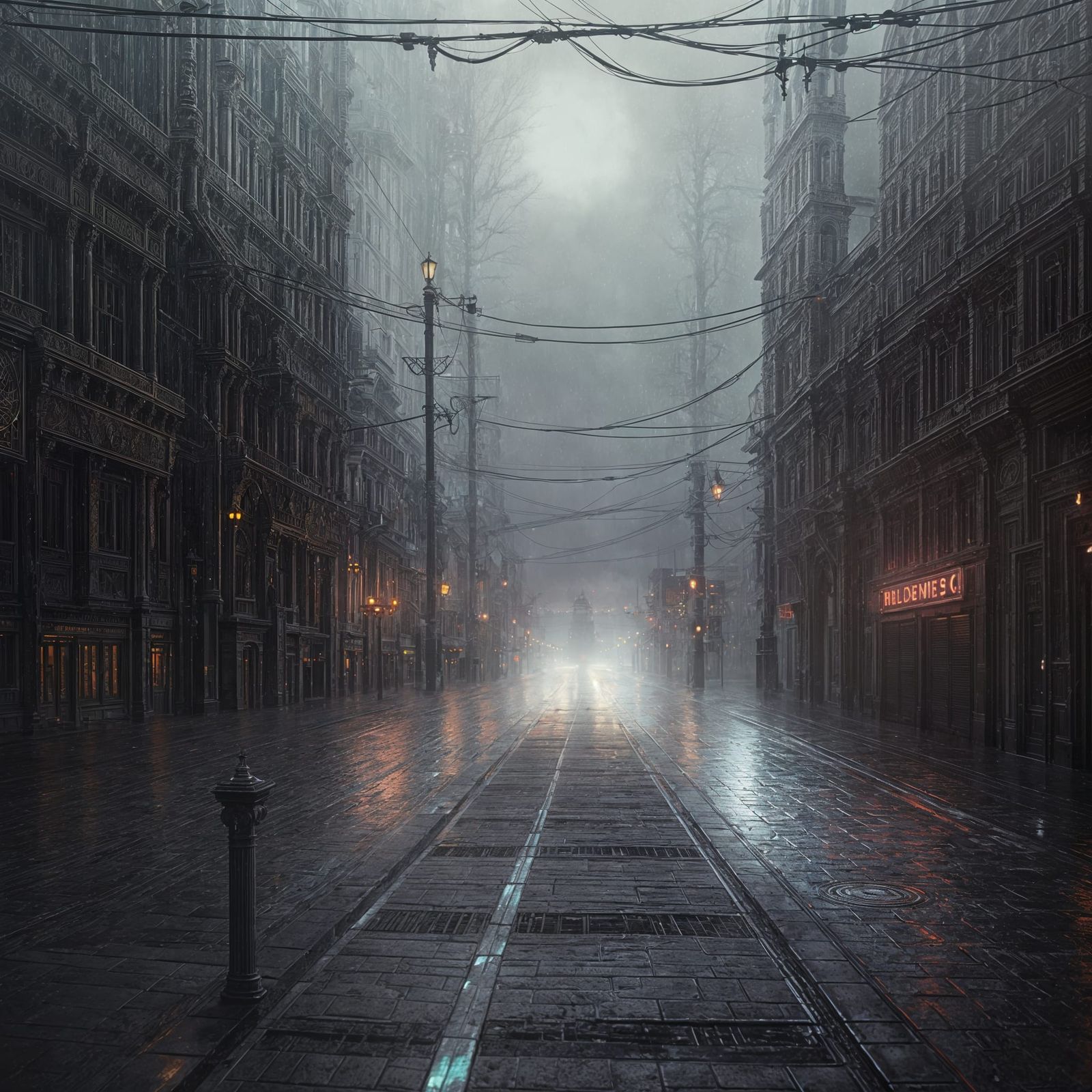 Rainy Road at Night: Epic Digital Matte Painting
