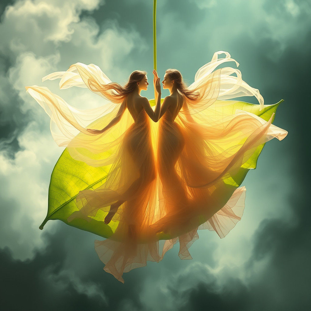 Ethereal Water Women Dancing on a Leaf
