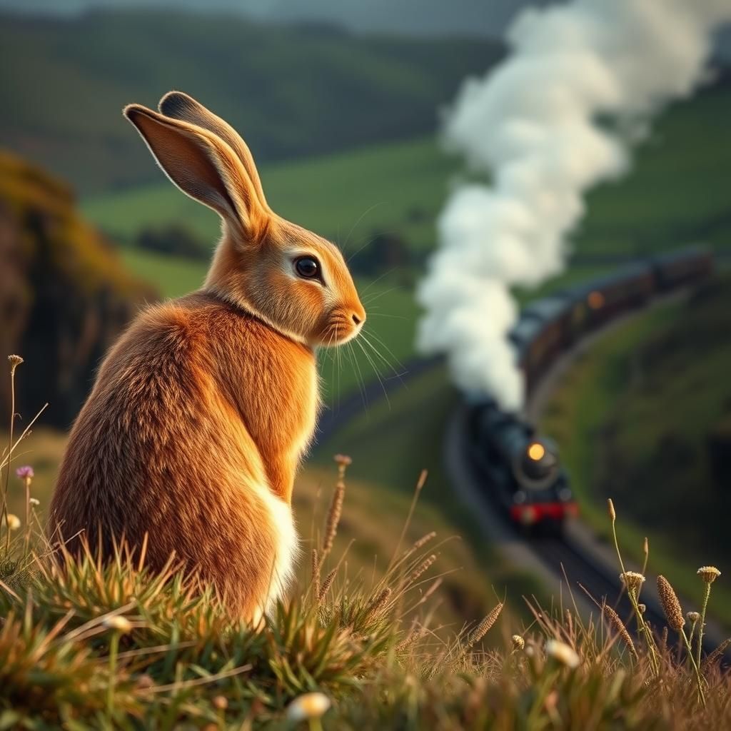 Hare Overlooks Hogwarts Express in Cornwall Valley