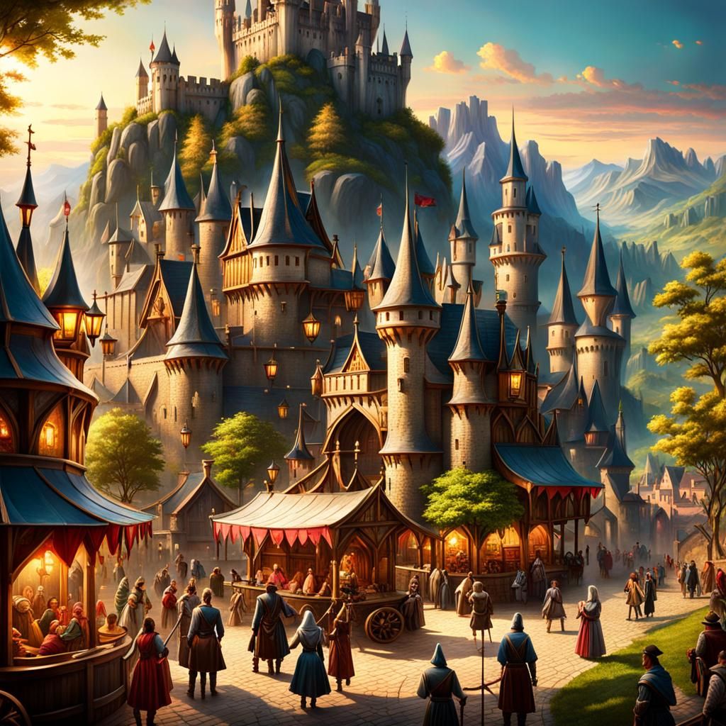 Medieval Theme Park Concept Art in 8K