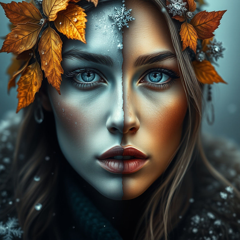 Winter and Autumn Woman: Fantasy Concept Art