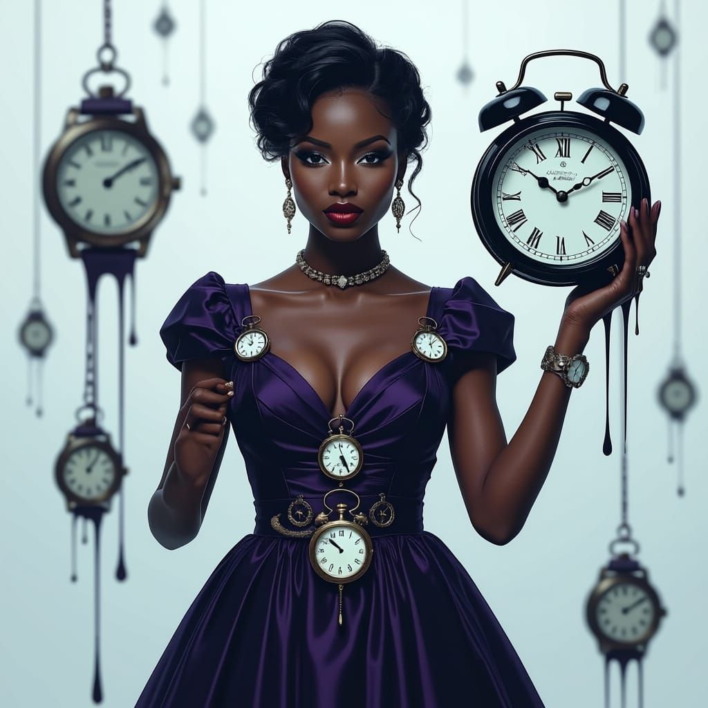 Midnight Time Guardian Woman in Clock Dress