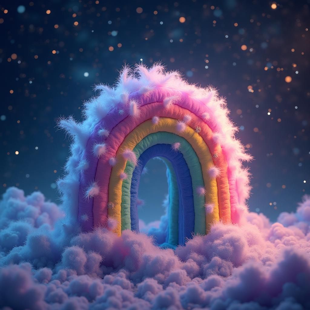 Rainbow Toy in Starry Night Sky, Digital Matte Painting