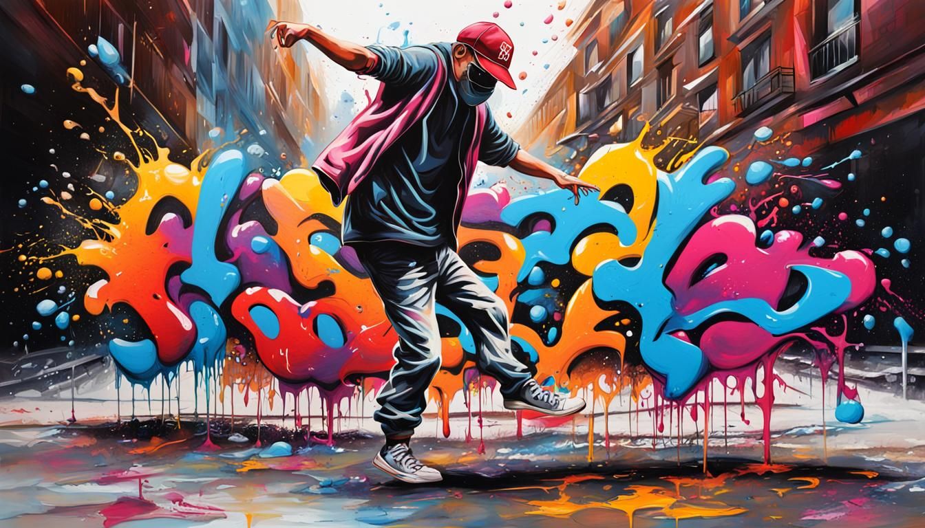 Colorful Polychromatic Graffiti Street Art