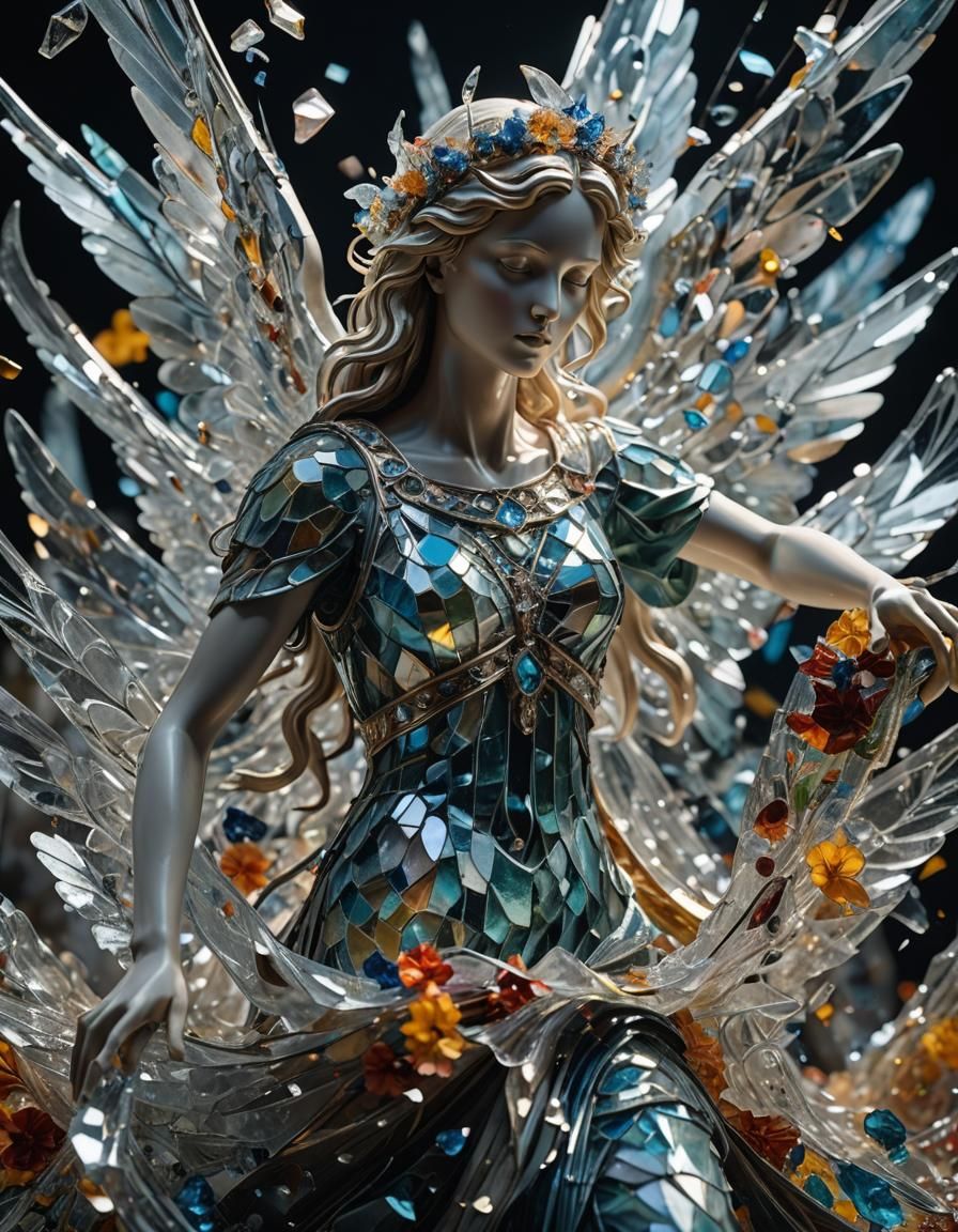 Shattered Glass Angel Statue: Award-Winning Photography
