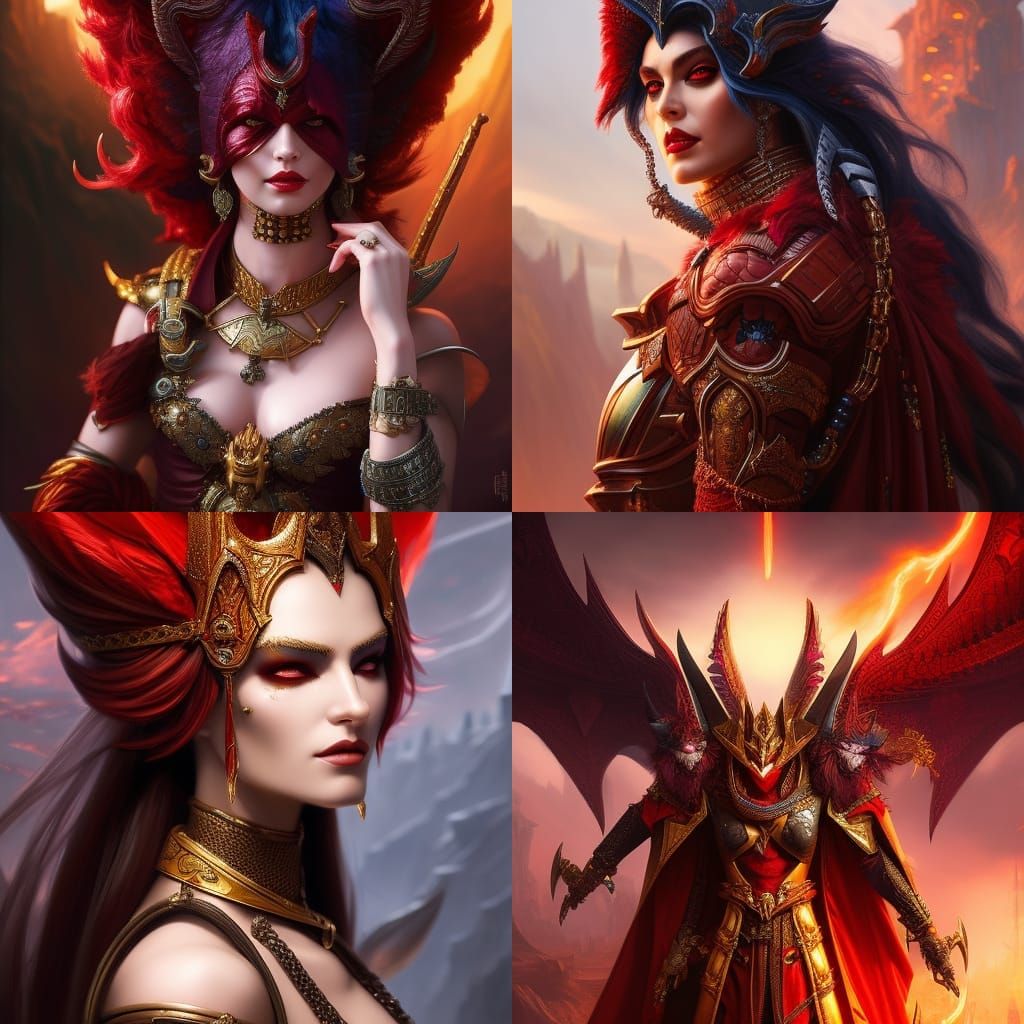 Hyperdetailed Portrait of Red Asmodeus in Fantasy Art Style