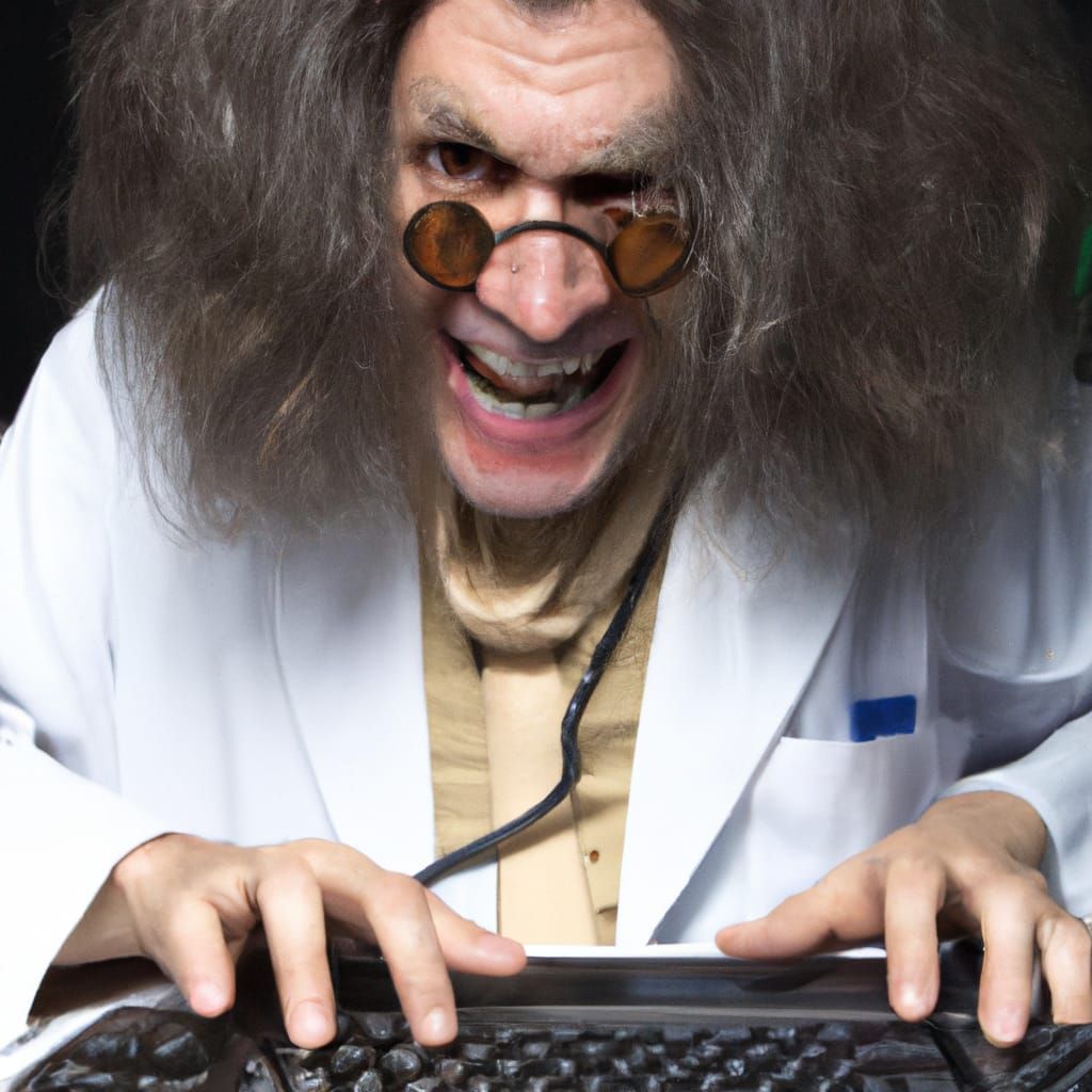 Creepy Mad Scientist Typing Realistically