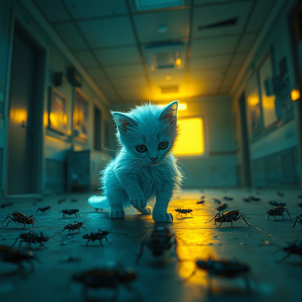 Ghost Kitten Plays in Abandoned Hospital: Matte Painting
