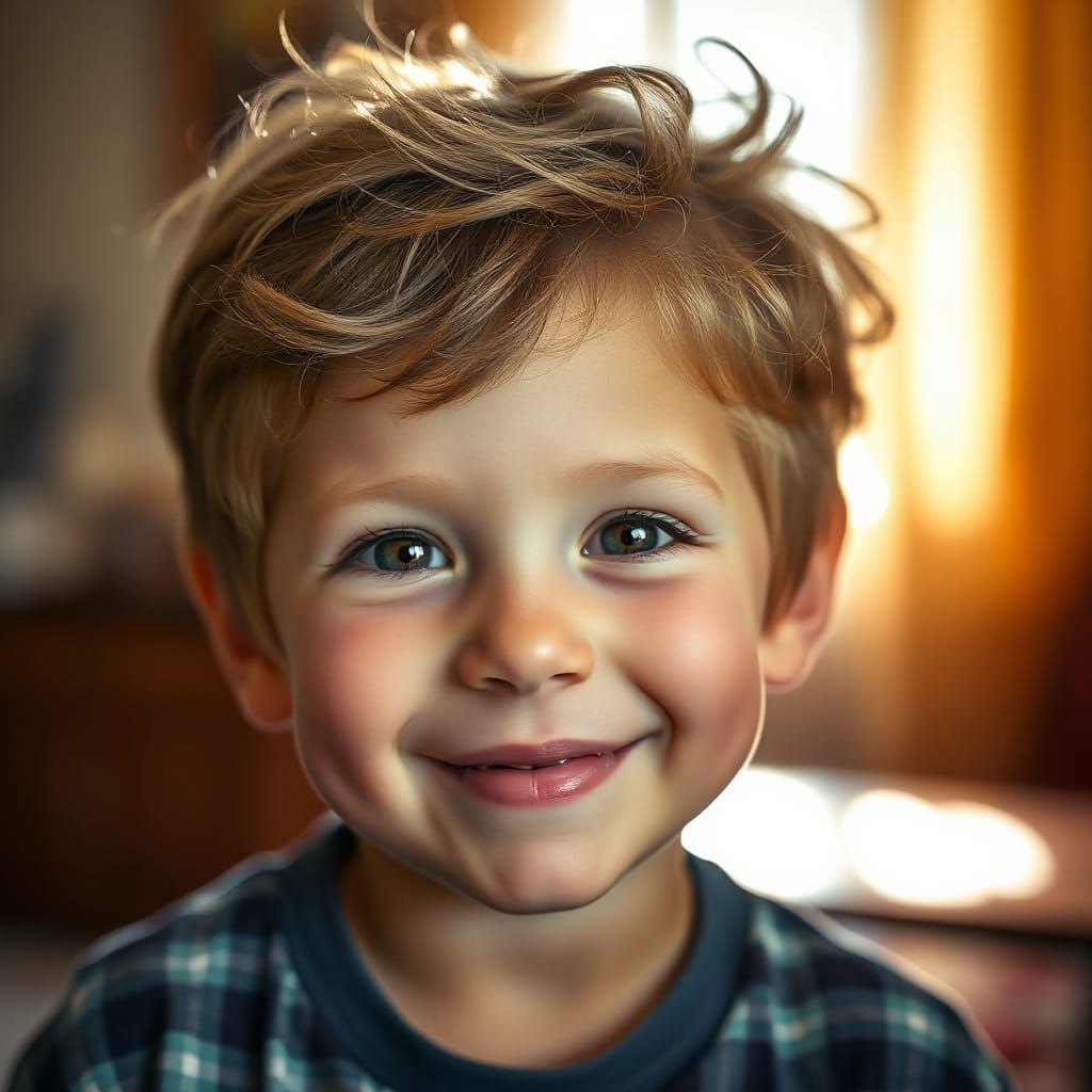 Adorable Boy Captured in Warm, Golden Light