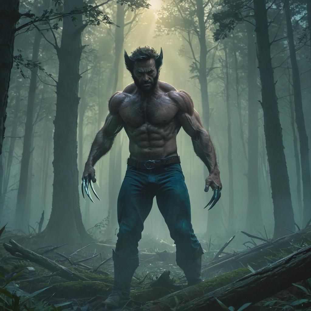 Wolverine in Enchanted Forest, Ethereal Light