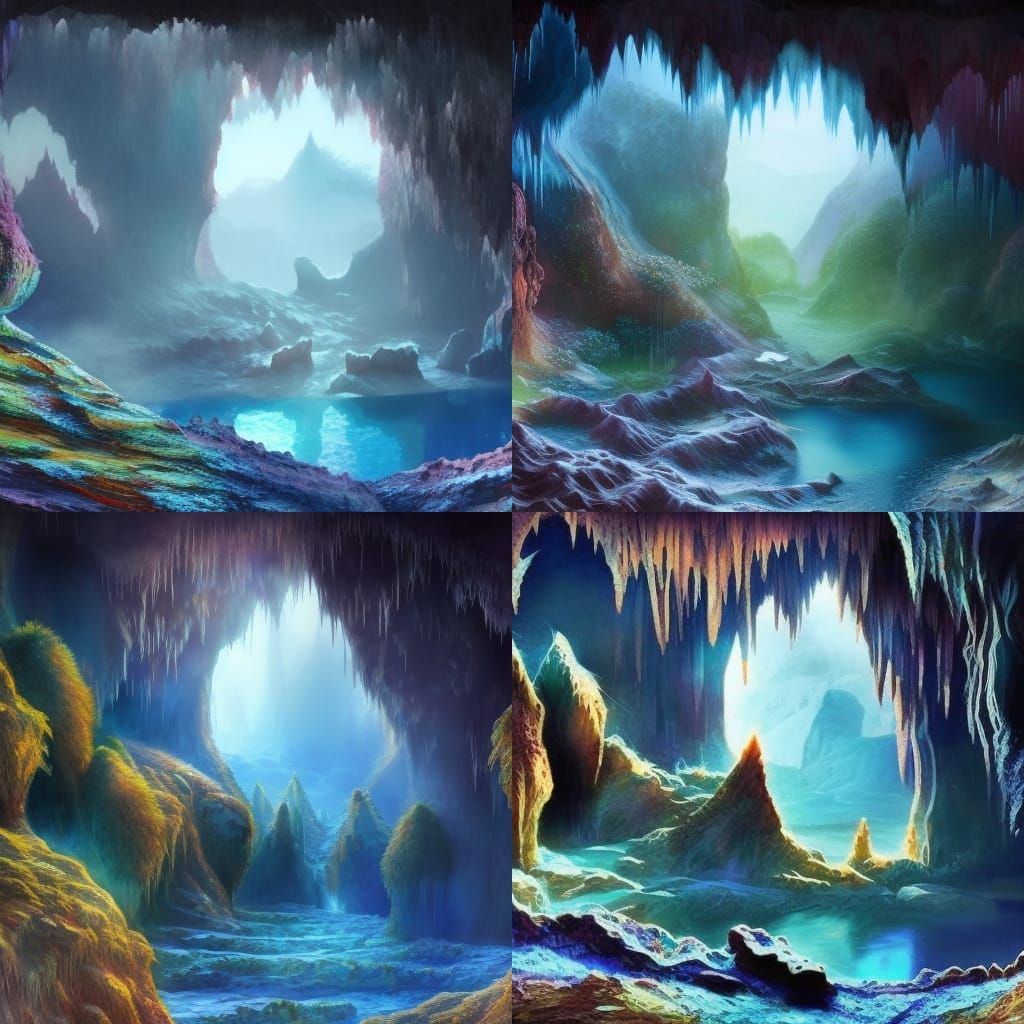 Endless Crystal Cave: Fantasy Concept Art