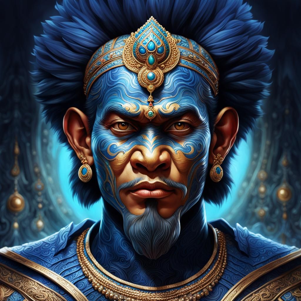 Lion King Portrait with Golden Crown, Hyperdetailed Art