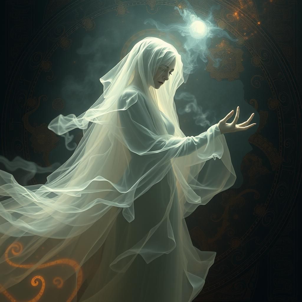 Ethereal Ghostly Figure in Fantasy Concept Art Style