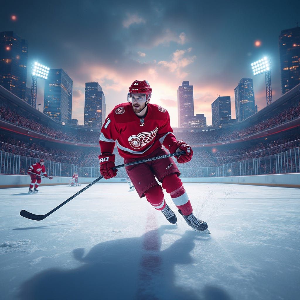 Detroit Red Wings Hockey Team Poster in Cinematic, Multi-Exp...