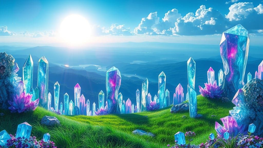 Crystaline Oasis in Electric Dreamscape