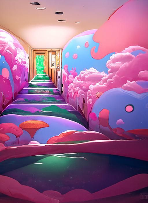 Dream Hallway Inspired by Ghibli and Pop Art