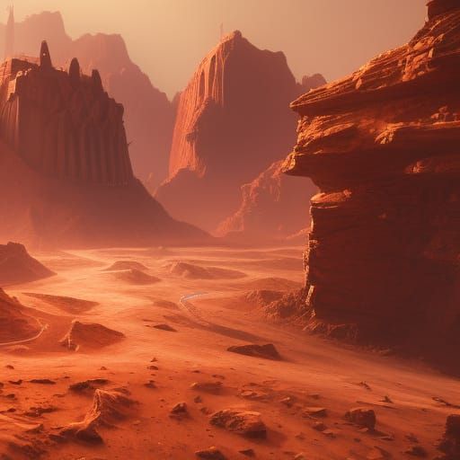 Detailed Mars Colony Concept Art in 8K