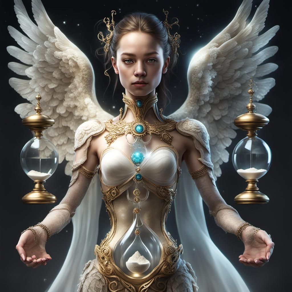 Surreal Hourglass Woman with Angelic Face