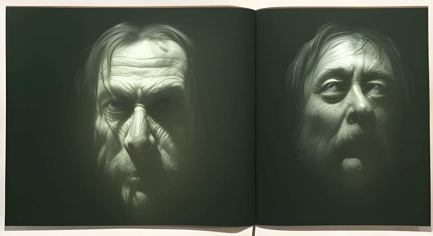 Hyperrealistic Hideous Face in Shadow, Detailed Portrait