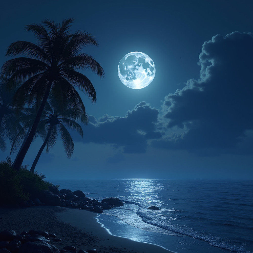 Moonlit Sea: A Matte Painting in Fantasy Style