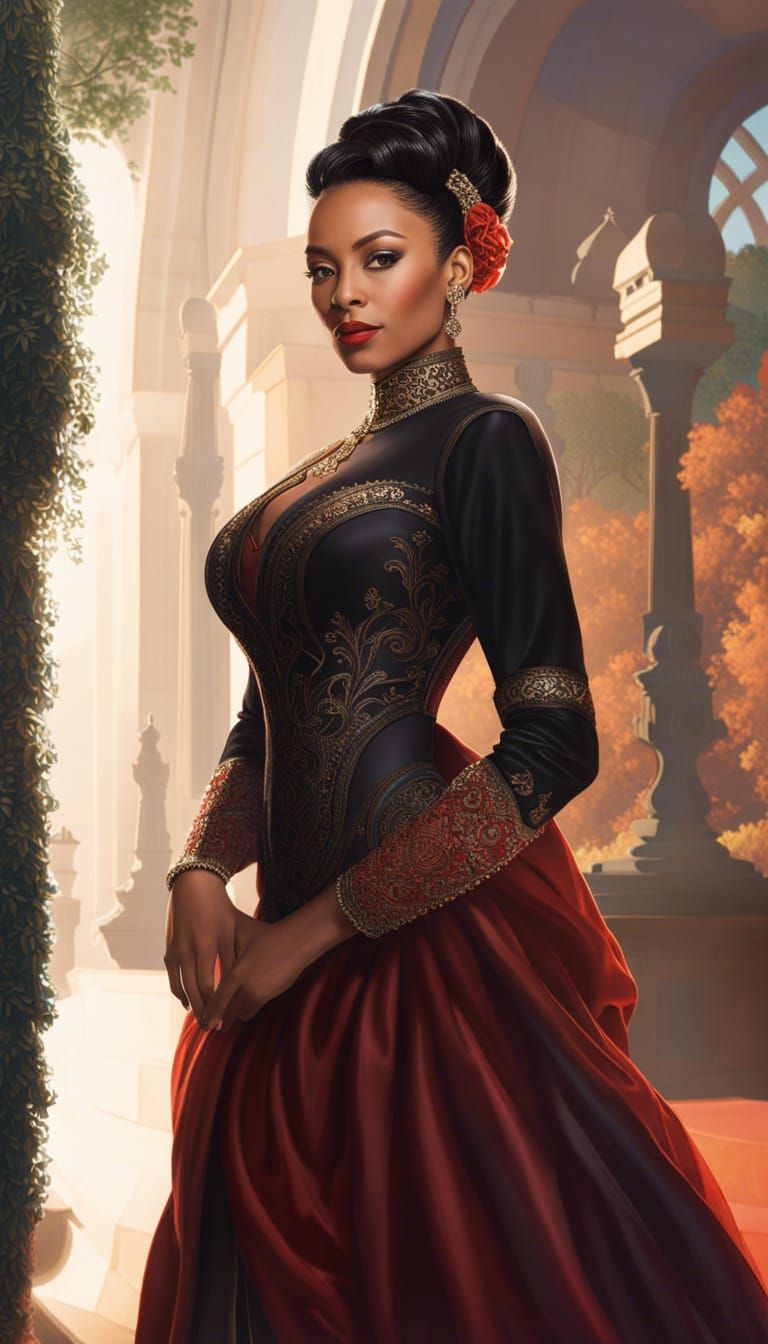 Fashionable Woman Smiling in Orange Photorealistic Portrait