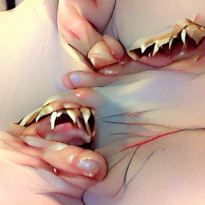 Terrifying Creature with Bared Fangs and Open Hands